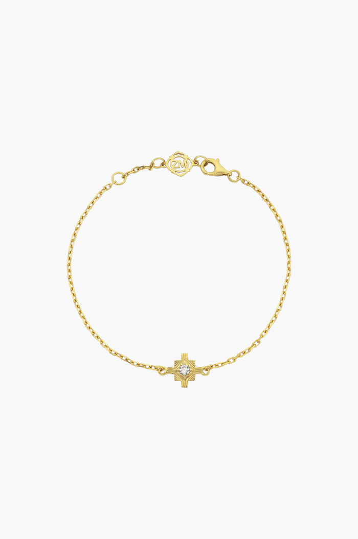 Zoe & Morgan 22K Gold Plate with White Zircon Inka Bracelet