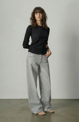 Aleger Black Rouched Seam Top