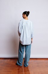 Mahsa Cotton Stripe Cloud Grey Stripe Everyday Blouse