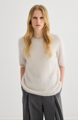 Laing Oyster Brushed Cashmere T-Shirt