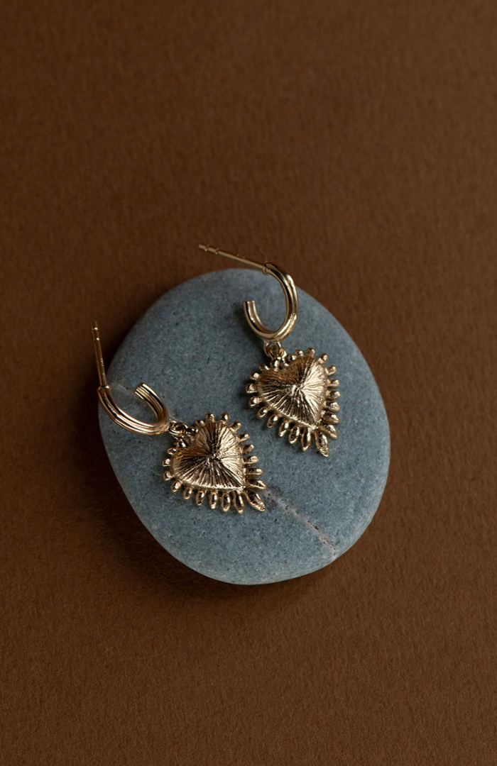 Zoe & Morgan Gold Plate Mini Heart Rays Earrings