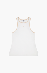 Rebe White + Taupe Cotton Vest