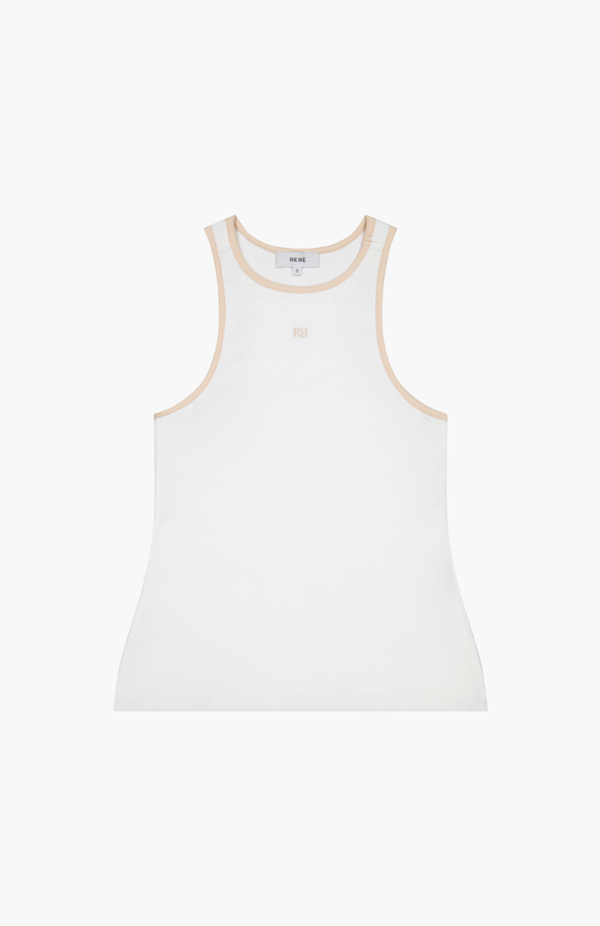Rebe White + Taupe Cotton Vest