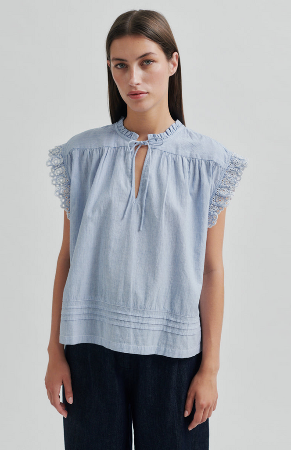 Second Female Light Blue Stripe Laure Top