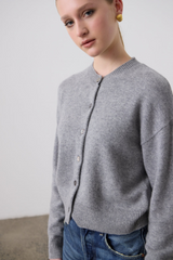 Laing Grey Marle Boxy Crew Neck Cardigan