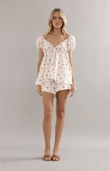 Caitlin Crisp Pink Spot Linen Isla Blouse