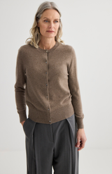 Laing Cocoa Marle  Cashmere Crewneck Cardigan