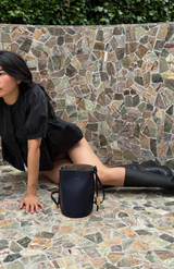 Yu Mei Eclipse Navy Lambskin Phoebe Bucket Bag