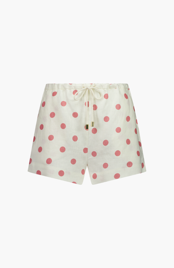 Caitlin Crisp Pink Spot Linen Juno Short