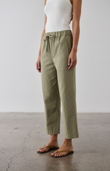 Laing Washed Olive Cropped Wide Leg Pant