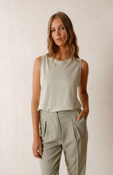 Indi & Cold Sage Linen Tank