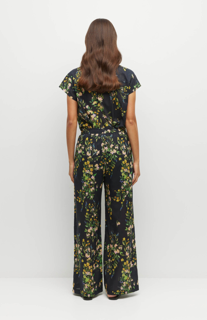 Juliette Hogan Dark Garland Cotton Painted Petals Koa Trouser