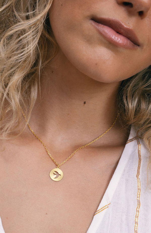 Zoe & Morgan 22K Gold Plate Moodbird Necklace