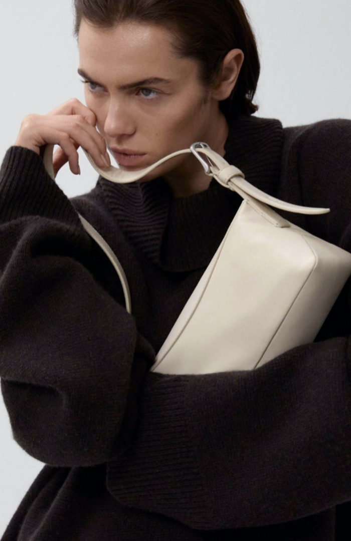 Yu Mei Cream Lambskin Bobby Bag