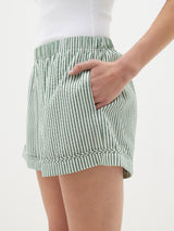 Bassike Green + White Stripe Summer Short