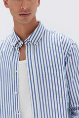 Assembly Label Navy Stripe Poplin Long Sleeve Shirt