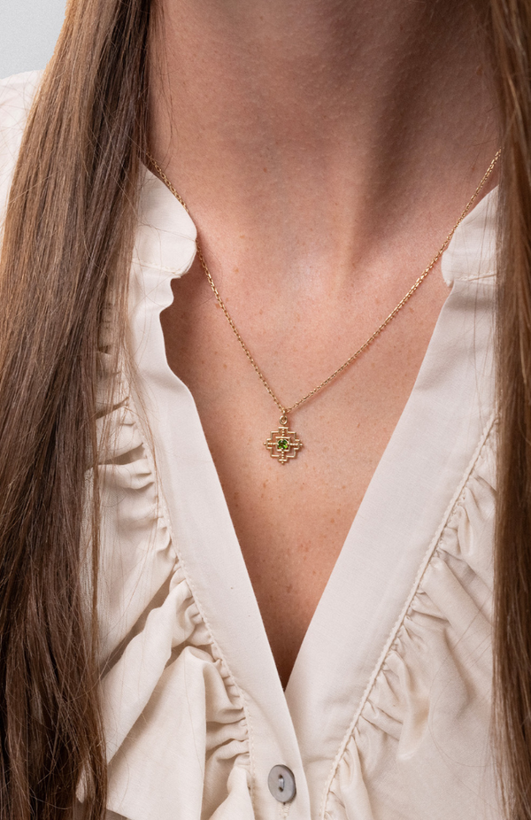 Zoe & Morgan 22k Gold Plate with Chrome Diopside Centered Necklace
