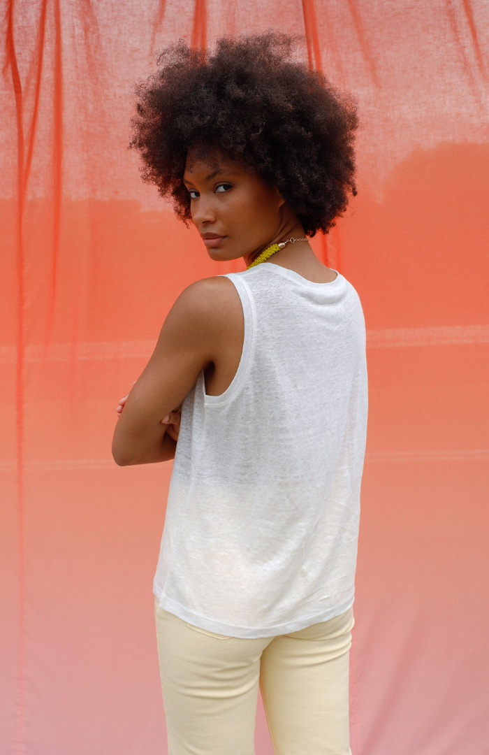 Indi & Cold White Linen Tank