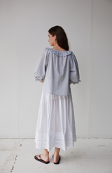 Mahsa Pinstripe Fine Heritage Stripe Bon Ruffle Blouse