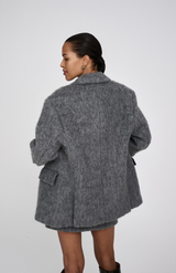 Rabens Saloner Grey Melange Nyara Fuzzy Jacket