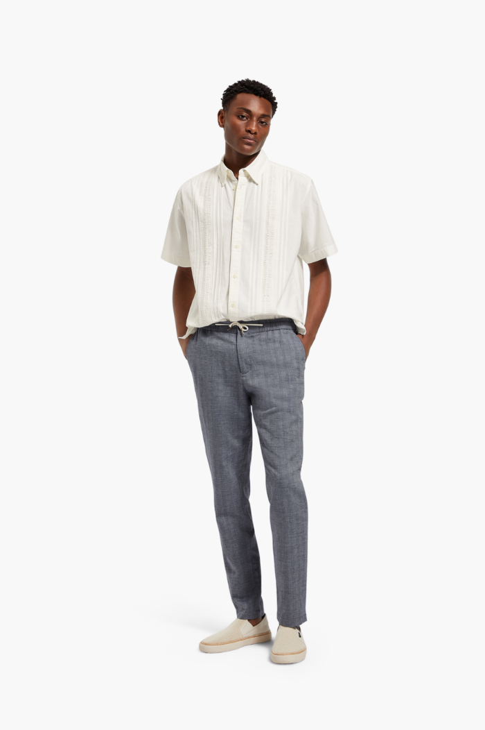 Scotch & Soda Bright White Solid Detail Cotton Shirt