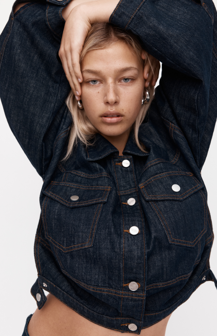 Rebe Indigo Cropped Denim Jacket