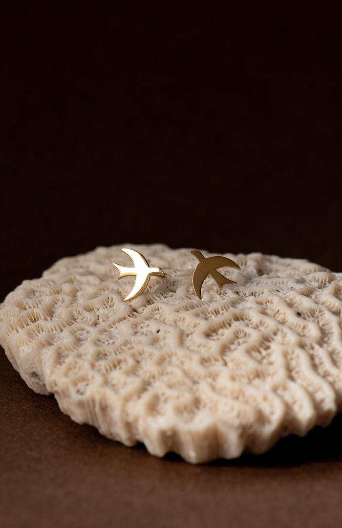 Zoe & Morgan 22K Gold Plate Moodbird Stud