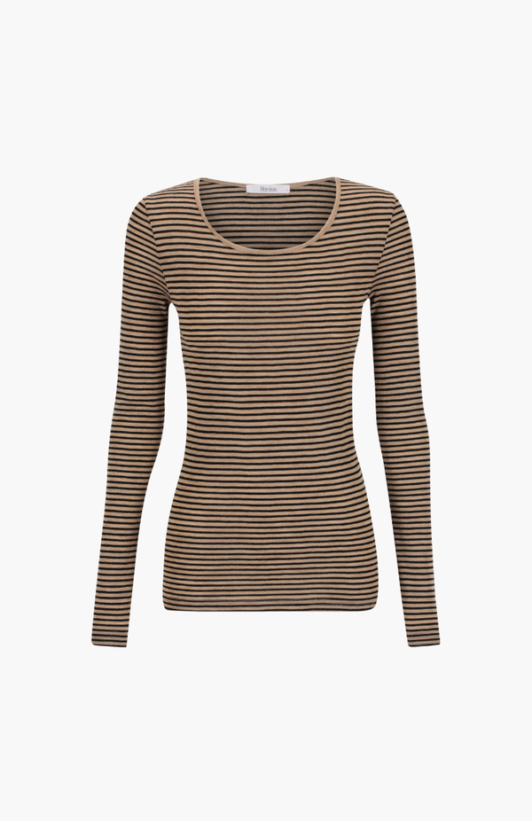 Morrison Coffee + Black Round Neck Merino Top