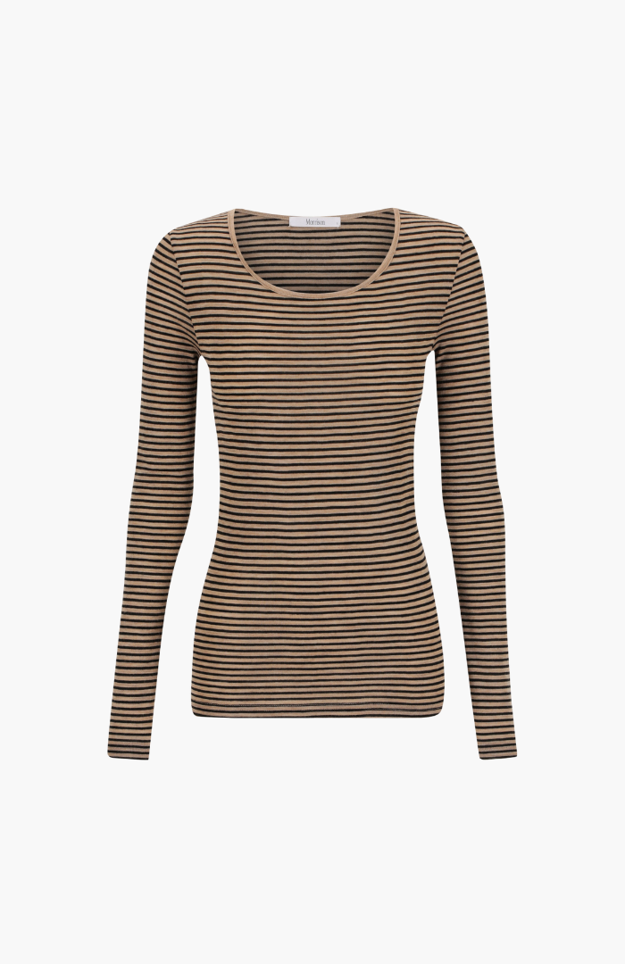 Morrison Coffee + Black Round Neck Merino Top