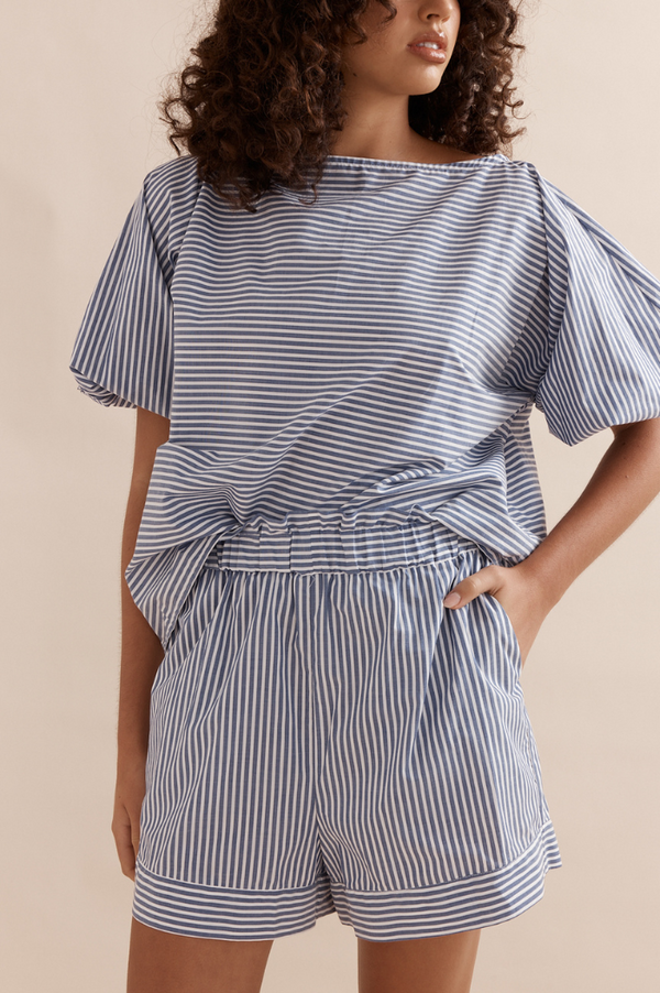 Caitlin Crisp Blue Stripe Coastline Top