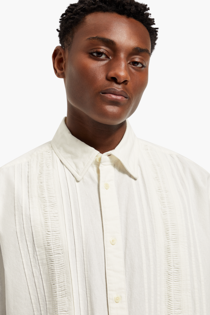 Scotch & Soda Bright White Solid Detail Cotton Shirt