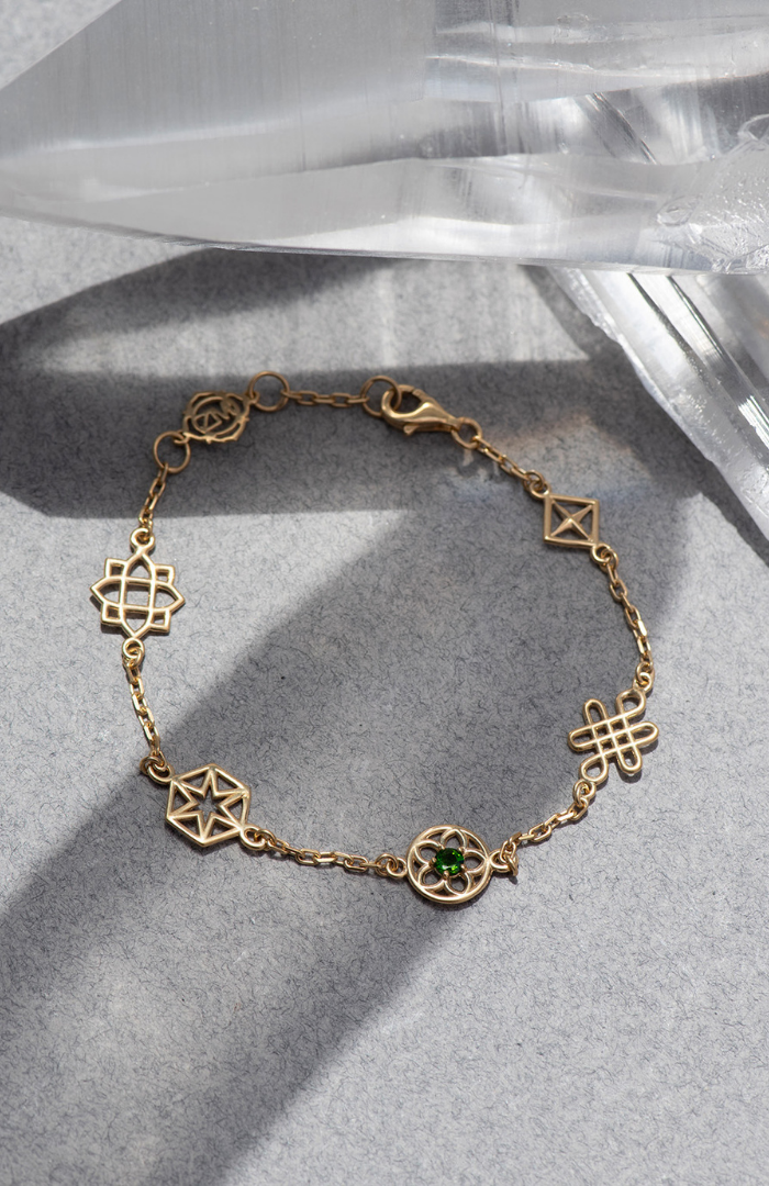 Zoe & Morgan 22k Gold Plate with Chrome Diopside Aura Bracelet
