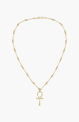 Zoe & Morgan 22K Gold Plate With Peach Zircon Ankh Necklace