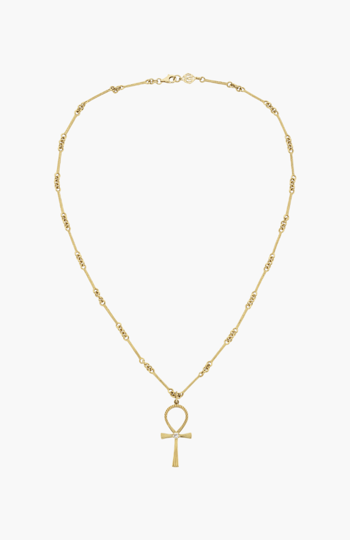 Zoe & Morgan 22K Gold Plate With Peach Zircon Ankh Necklace