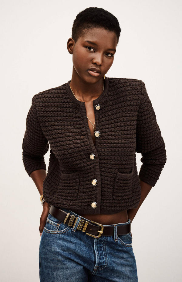 Ba&sh Chocolate Gaspard Cardigan