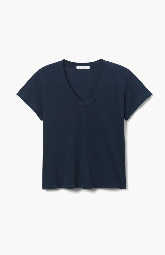 Perfect White Tee Navy Hendrix Basic V Neck Tee