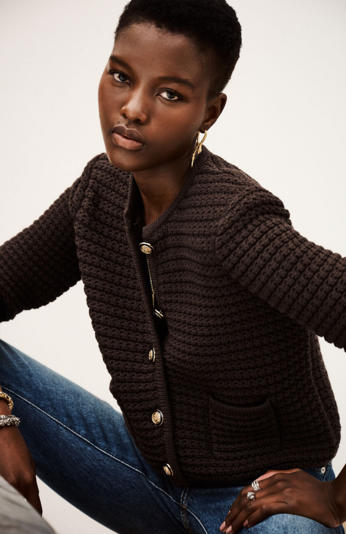 Ba&sh Chocolate Gaspard Cardigan