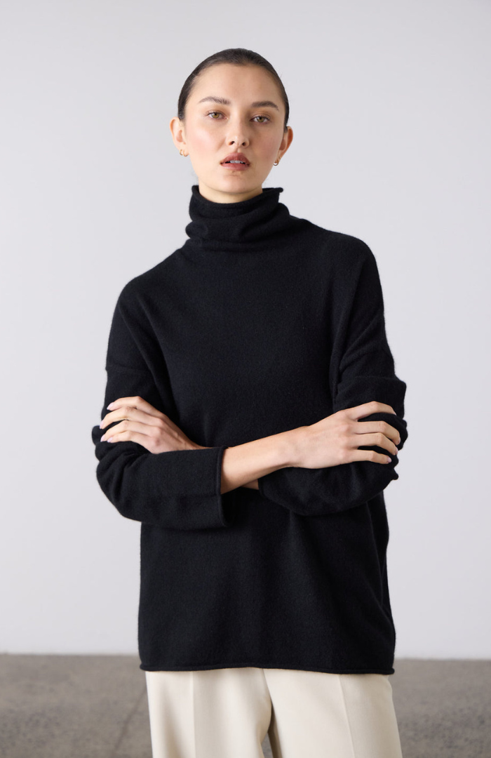 Laing Black Mara Funnel Neck Knit