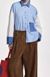 Essentiel Antwerp Kovid Combo1  Sky Fabric Mix Shirt