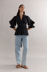 Caitlin Crisp Black Poplin Elena Blouse