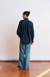 Mahsa Cotton Voile Navy Bow Blouse