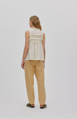 Rabens Saloner Chalk Voile Frill Halter Top