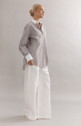 Caitlin Crisp Mocha Stripe Varsity Shirt
