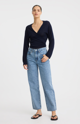 Morrison Navy Michah Knit Wrap Top