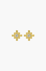 Zoe & Morgan 22k Gold Plate with White Zircon Inka Studs