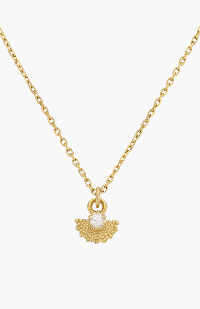 Zoe & Morgan Gold Plate with White Zircon Eos Necklace