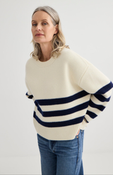 Laing Ivory + Midnight Oversized Stripe Crew