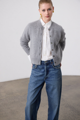 Laing Grey Marle Boxy Crew Neck Cardigan