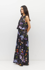 Juliette Hogan Noir Afterglow Flotal Twill Aria Dress