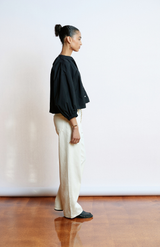 Mahsa Cotton Poplin Black Everyday Crop